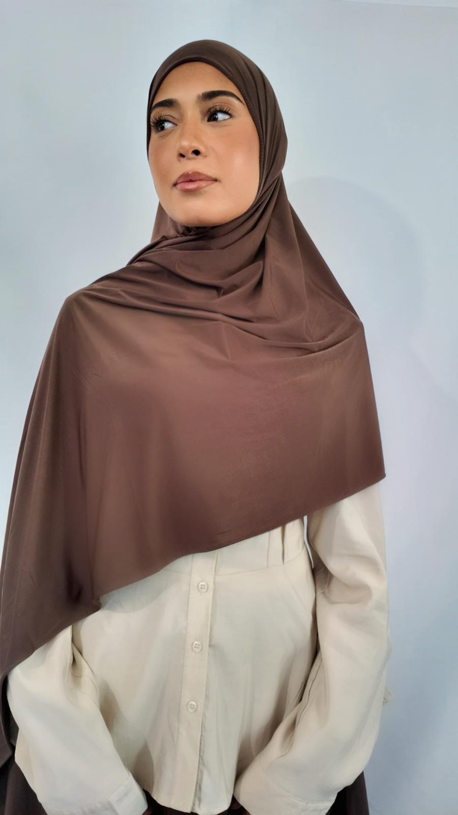 Hijab Airplum vert kaki AZEL Paris, vue de profil