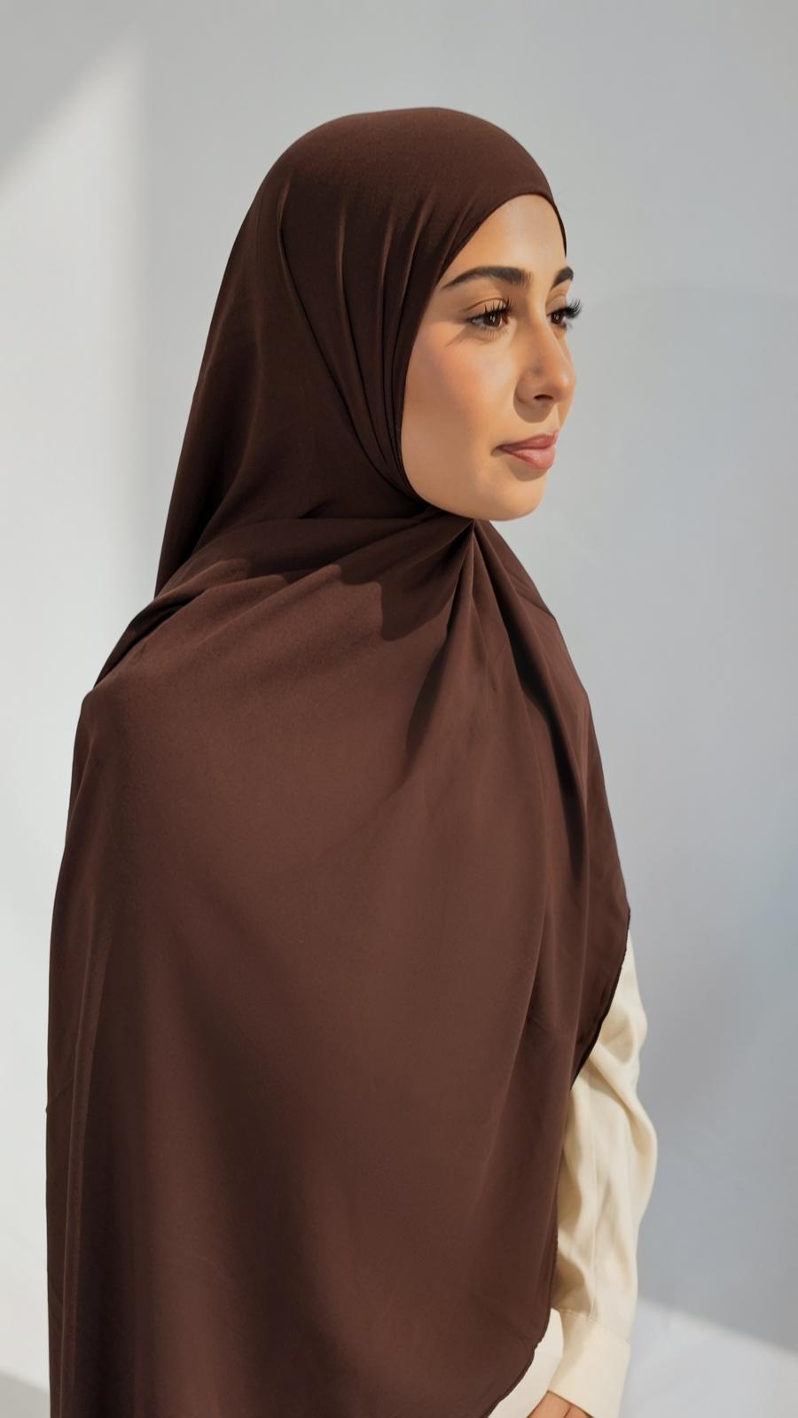 Hijab Jersey Premium marron AZEL Paris, détail de la matière